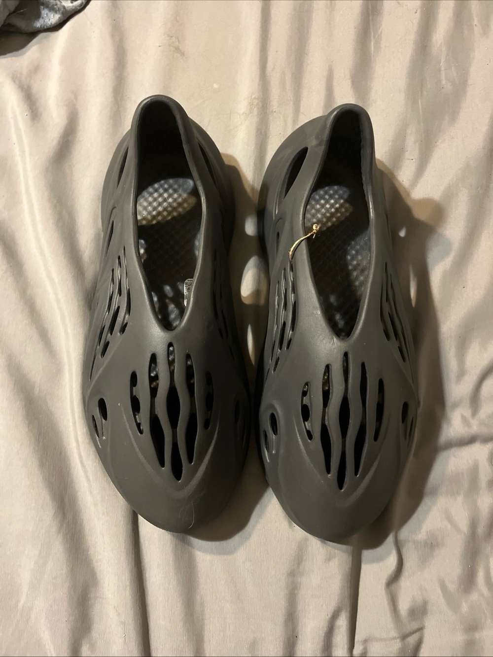 Adidas Yeezy Men's Black Runner Foam Cut out Slip-On Sneakers Sz14